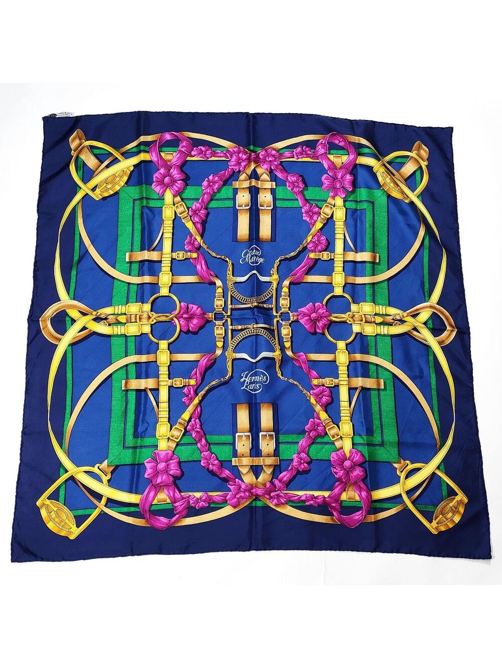 Hermes scarf Carre 90 Blue Silk100 4154235